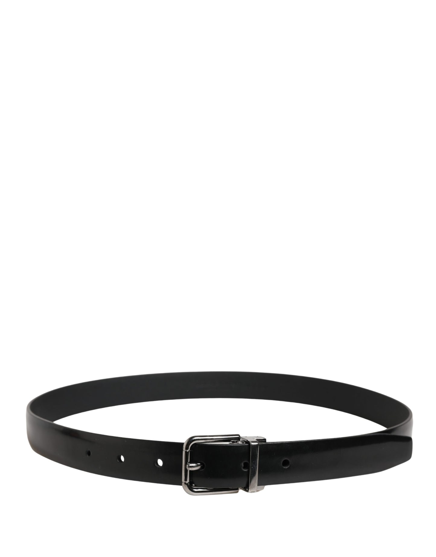 Dolce & Gabbana Men Black Leather Classic Metal Buckle Belt