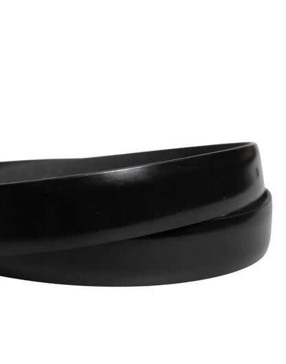 Dolce & Gabbana Men Black Leather Classic Metal Buckle Belt