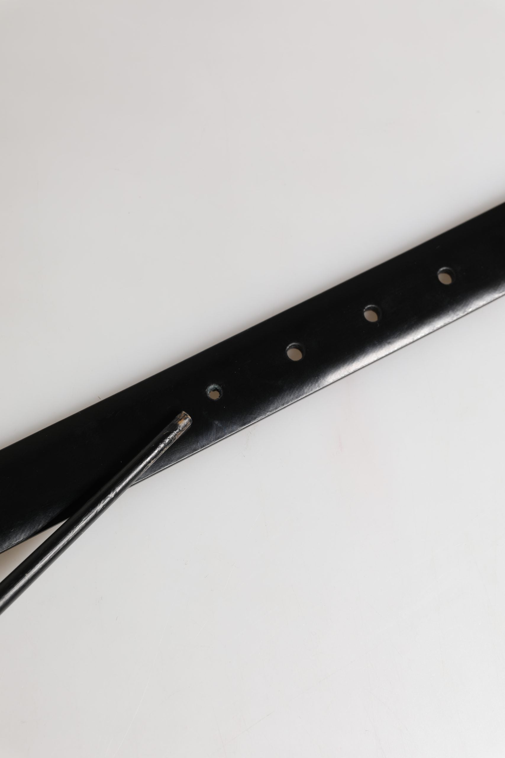 Dolce & Gabbana Men Black Leather Classic Metal Buckle Belt