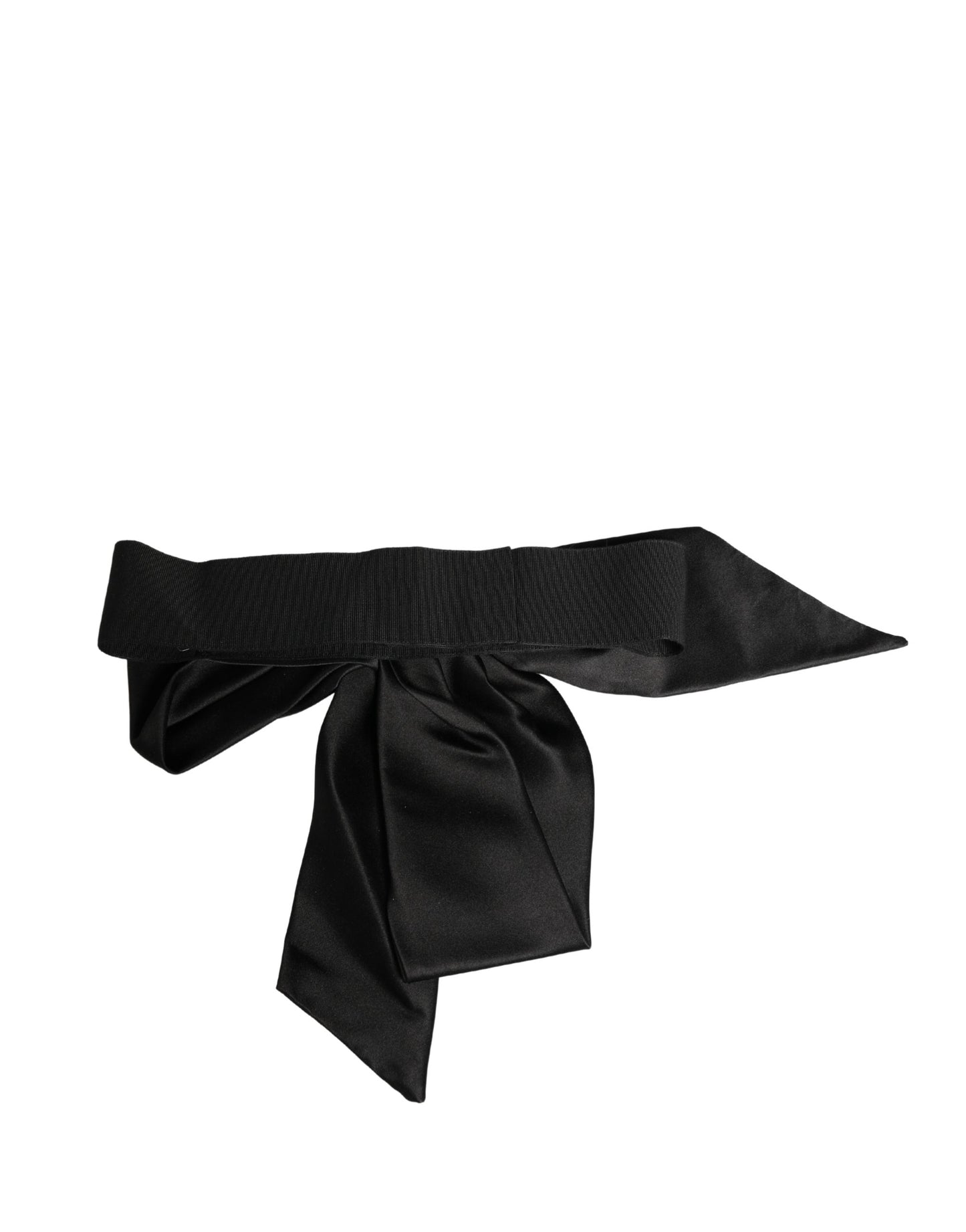 Dolce & Gabbana Black Silk Satin Sash Wide Waist Belt