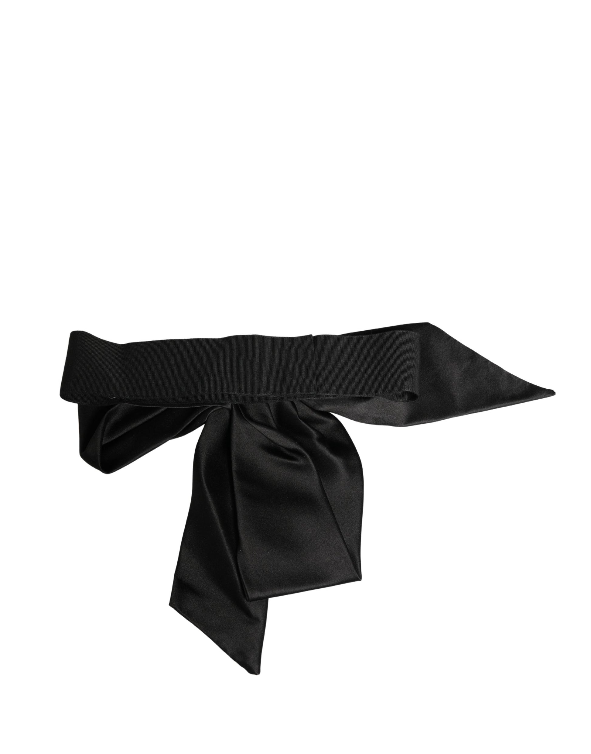 Dolce & Gabbana Black Silk Satin Sash Wide Waist Belt