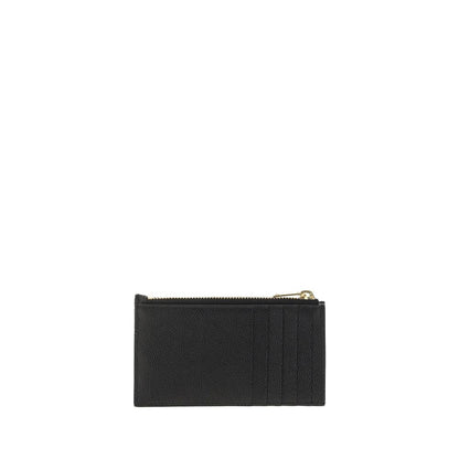 Saint Laurent Black Calf Leather Cassandre Matelassé Fragments Zipped Card Case Holder