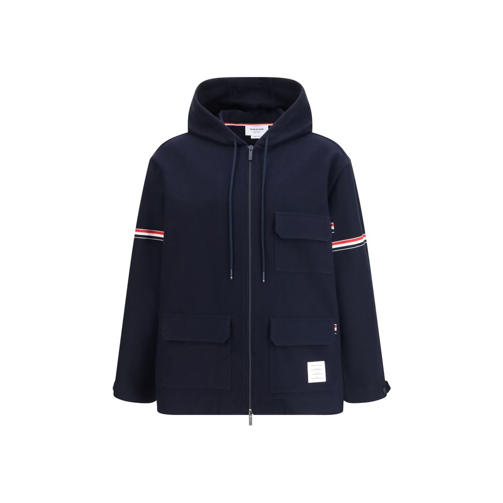 Thom Browne Blue Cotton Parka Jacket