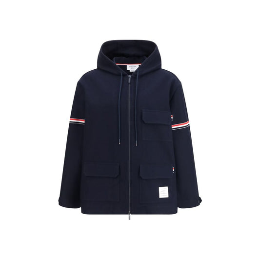 Thom Browne Blue Cotton Parka Jacket