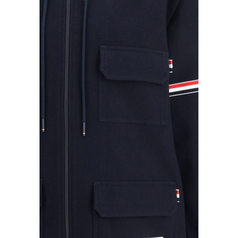 Thom Browne Blue Cotton Parka Jacket