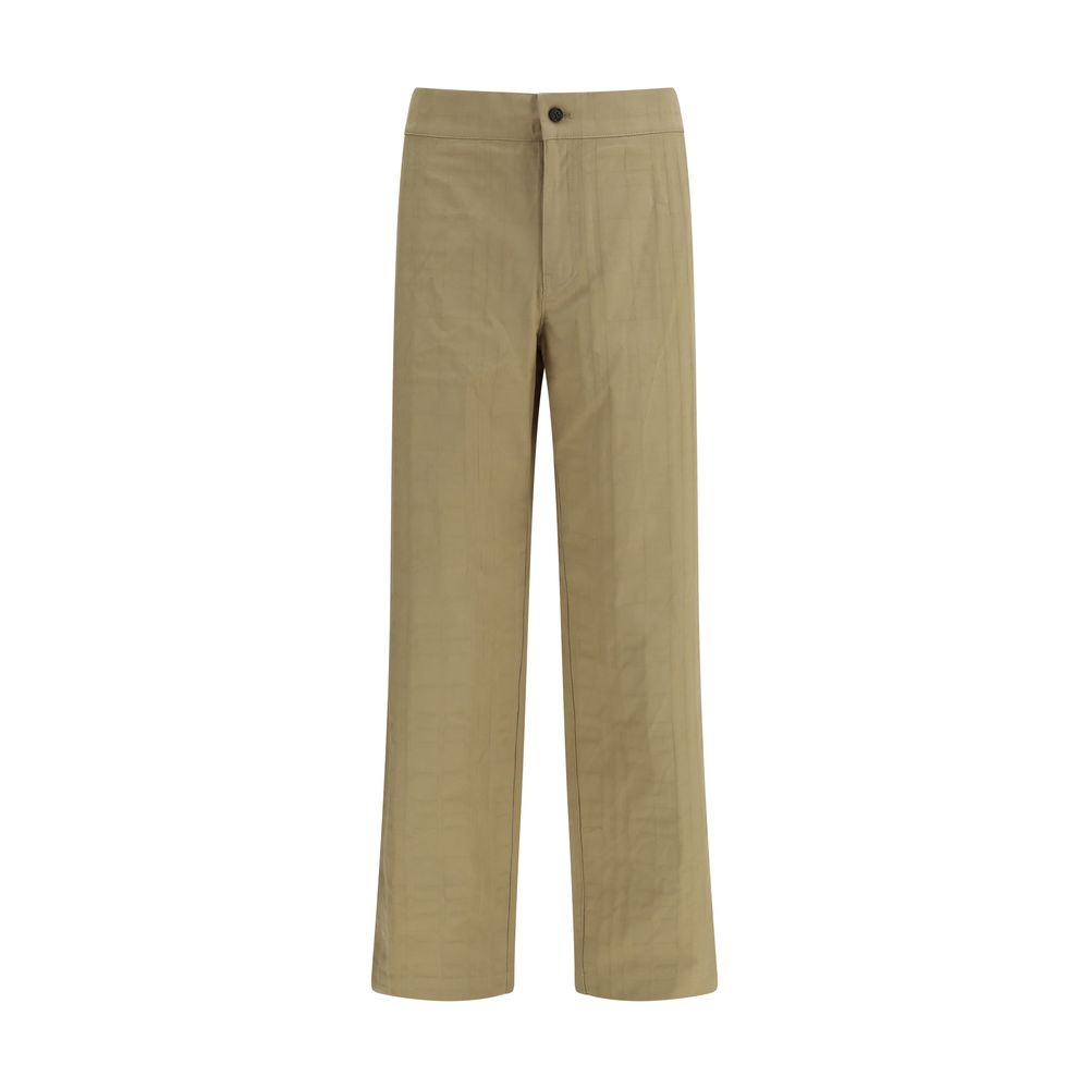 Burberry Beige Cotton Textured Check Pants for Men
