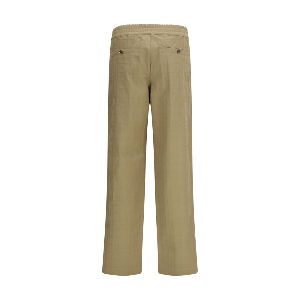 Burberry Beige Cotton Textured Check Pants for Men