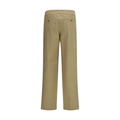 Burberry Beige Cotton Textured Check Pants for Men