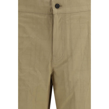Burberry Beige Cotton Textured Check Pants for Men