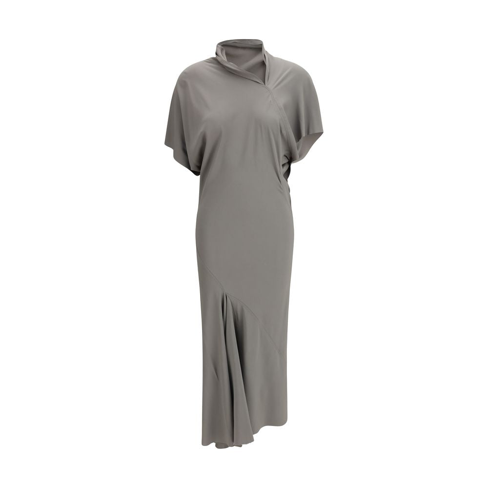 Rick Owens Grey Seb Draped Midi Dress