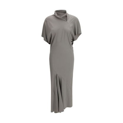 Rick Owens Grey Seb Draped Midi Dress