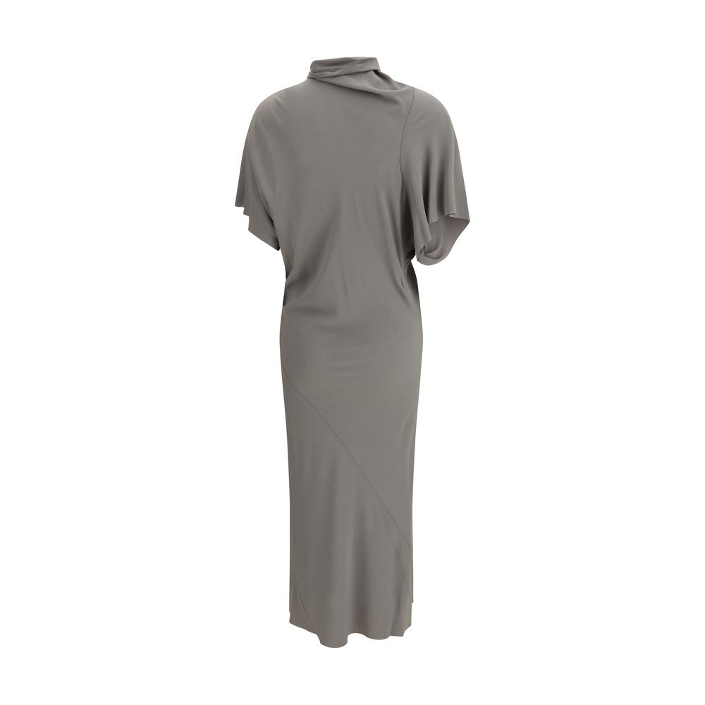 Rick Owens Grey Seb Draped Midi Dress