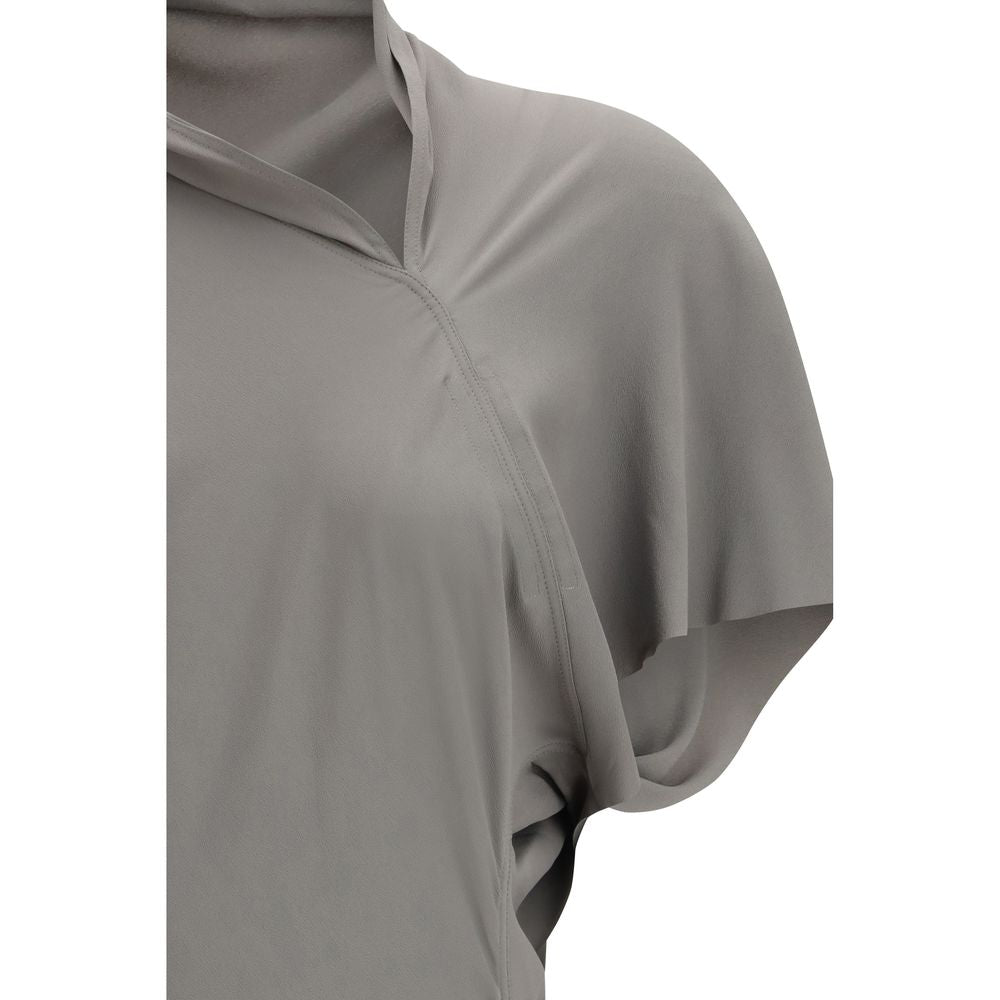 Rick Owens Grey Seb Draped Midi Dress