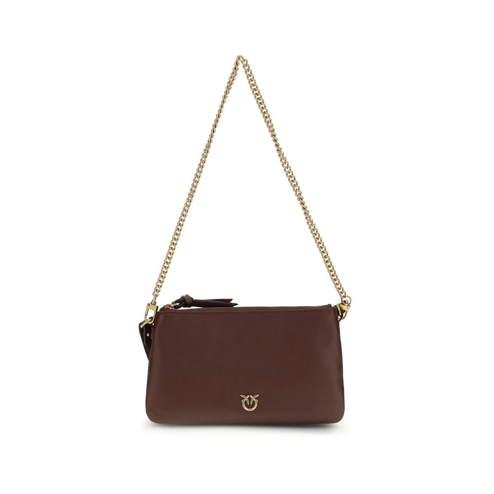 PINKO Brown Calf Leather Mini Double Bag