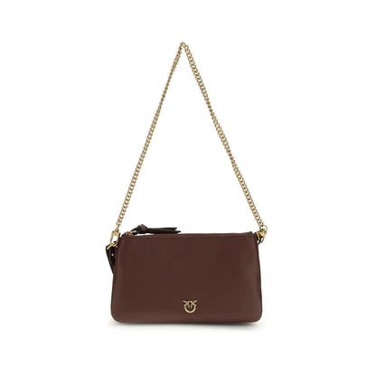 PINKO Brown Calf Leather Mini Double Bag