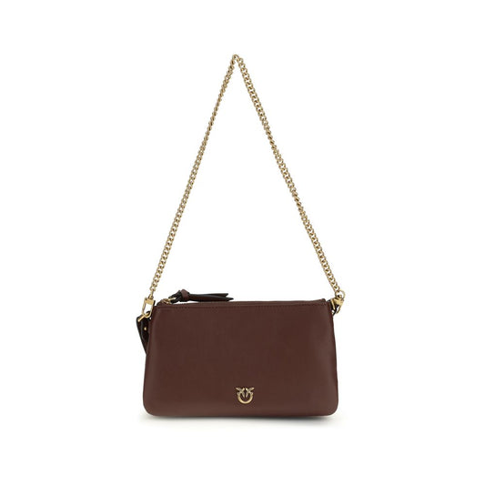 PINKO Brown Calf Leather Mini Double Bag