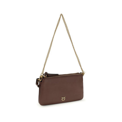 PINKO Brown Calf Leather Mini Double Bag