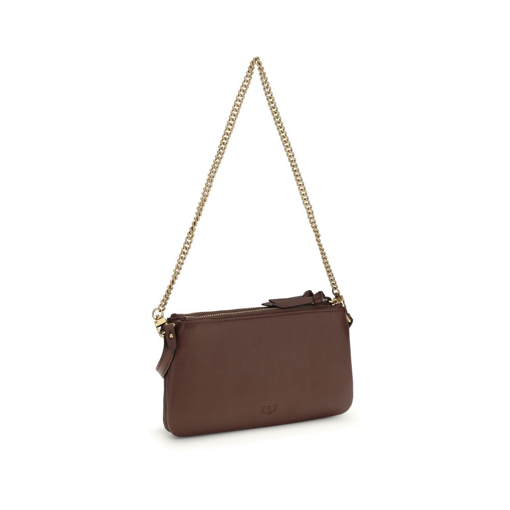 PINKO Brown Calf Leather Mini Double Bag