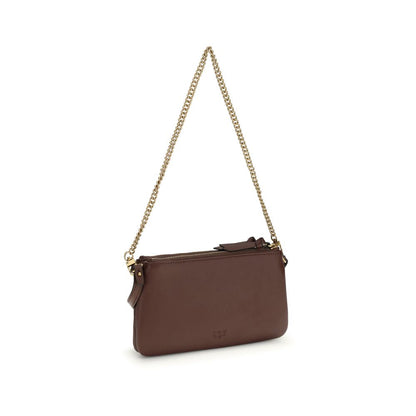 PINKO Brown Calf Leather Mini Double Bag