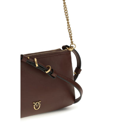 PINKO Brown Calf Leather Mini Double Bag