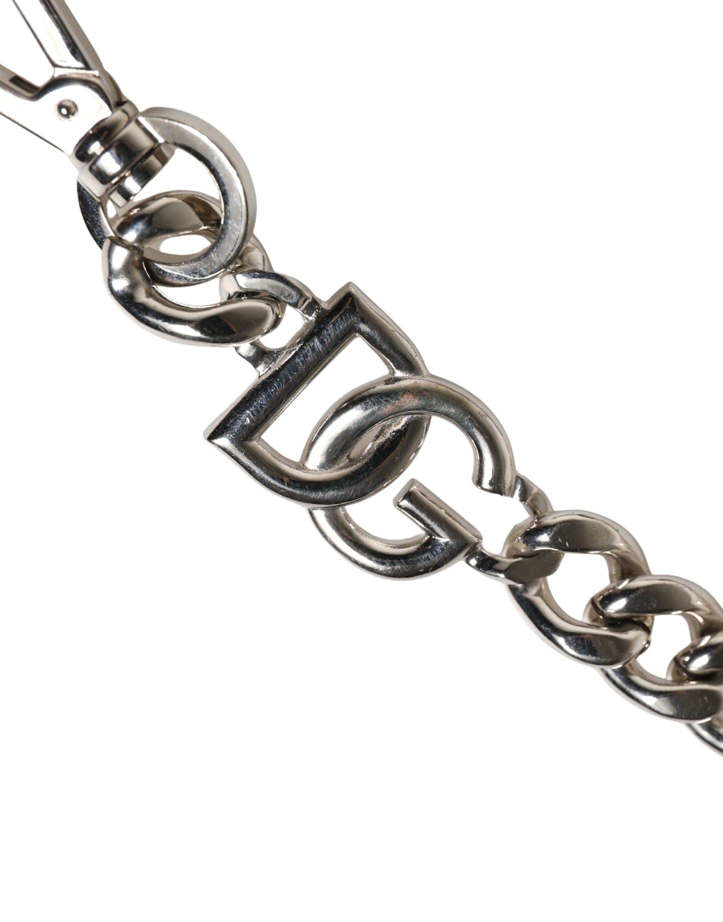 Dolce & Gabbana Black Leather and Silver-Tone Shoulder Strap Accessory