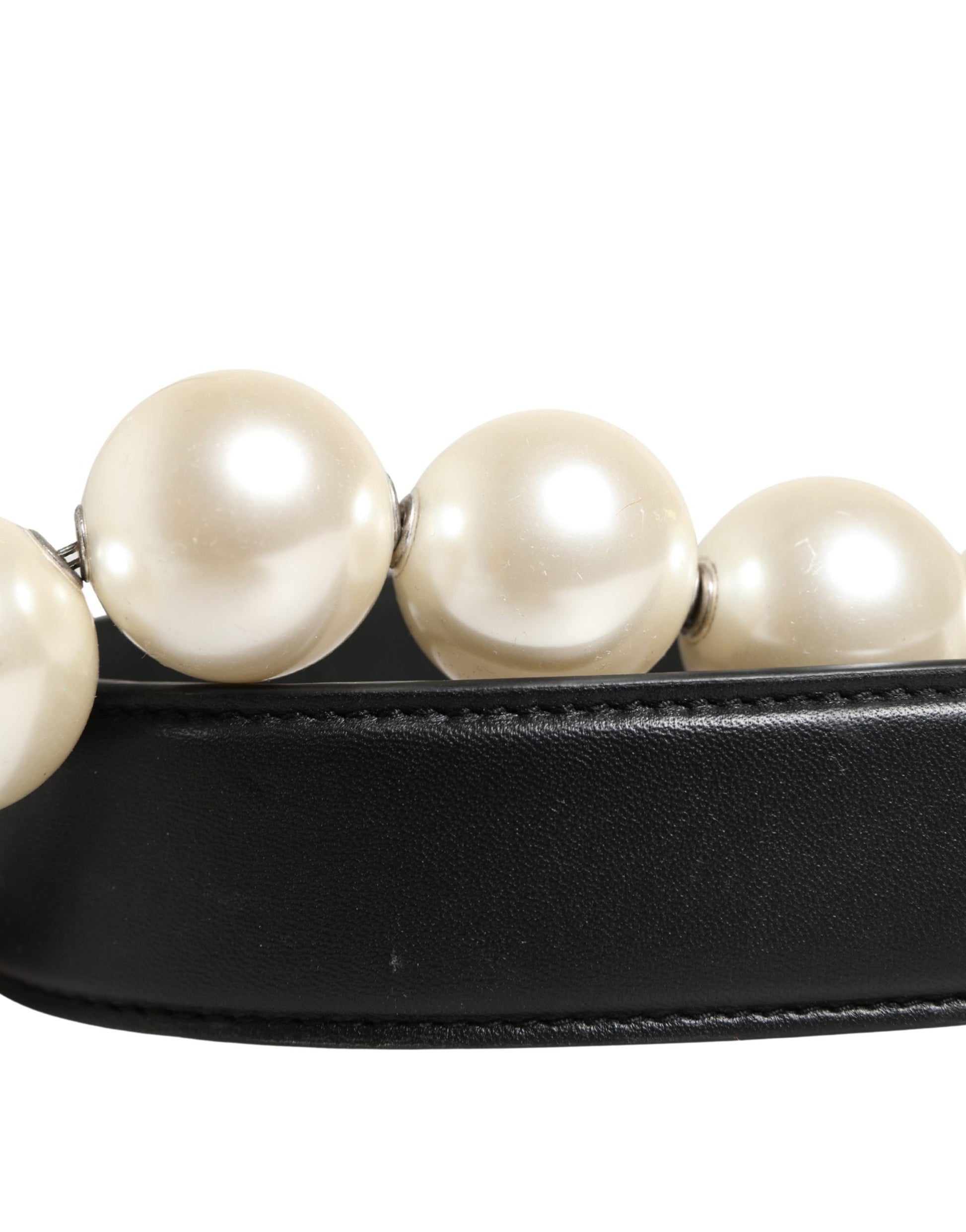 Dolce & Gabbana Black Leather and Silver-Tone Shoulder Strap Accessory