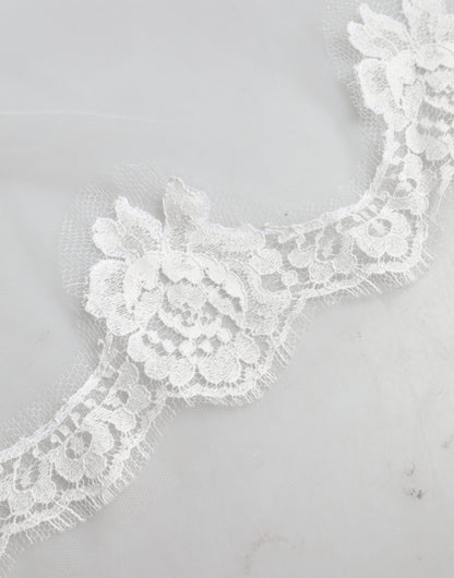 Dolce & Gabbana White Floral Lace Nylon Floor Length Veil