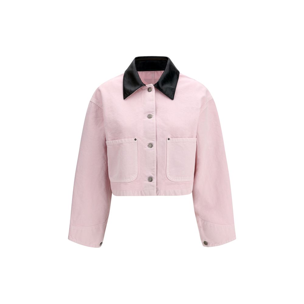 Prada Pink Cropped Cotton Denim Jacket