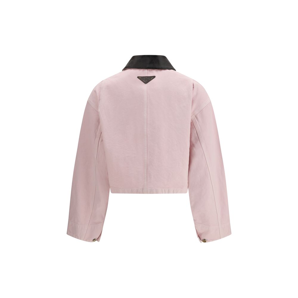 Prada Pink Cropped Cotton Denim Jacket