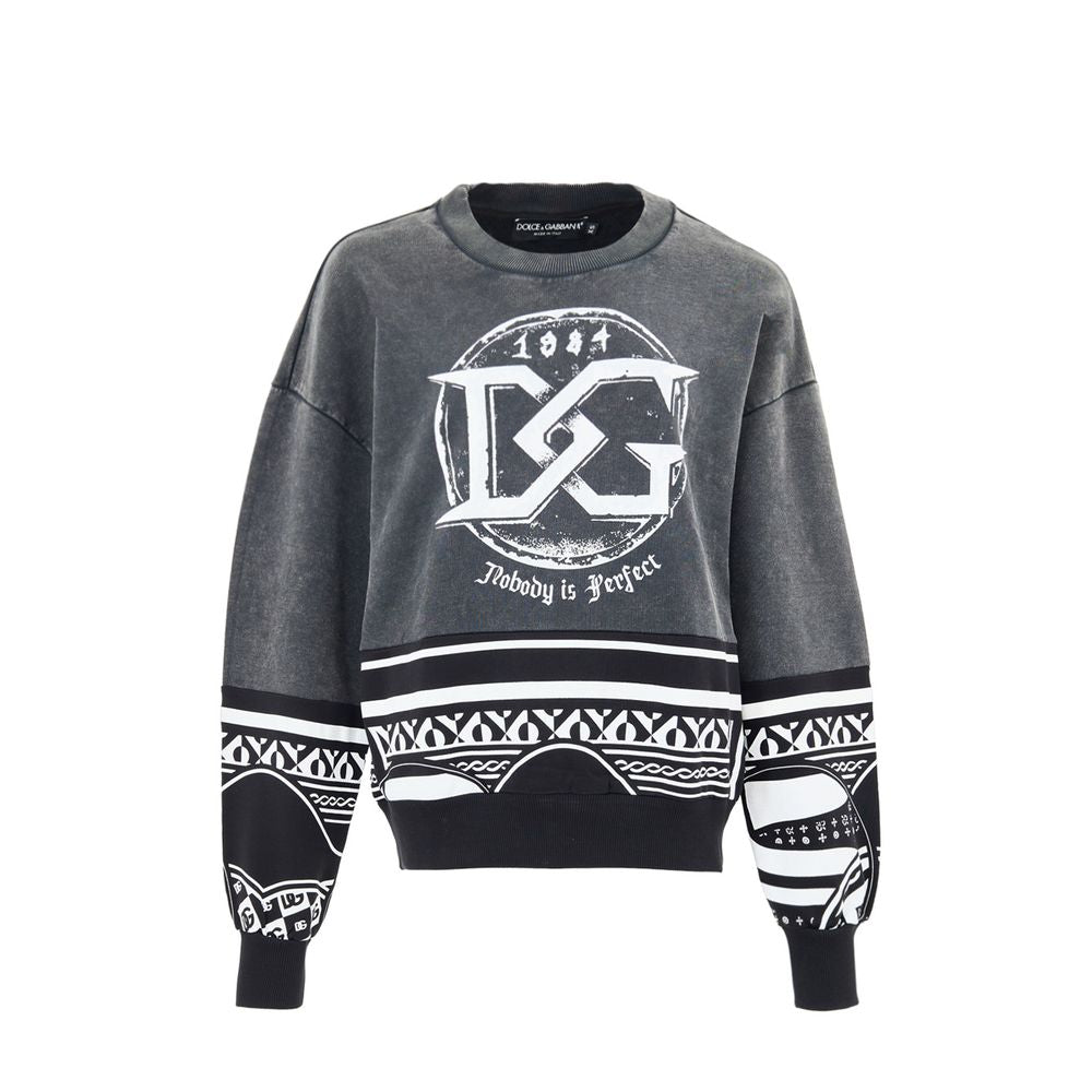 Dolce & Gabbana Black Cotton Sweatshirt - 'Nobody is Perfect'