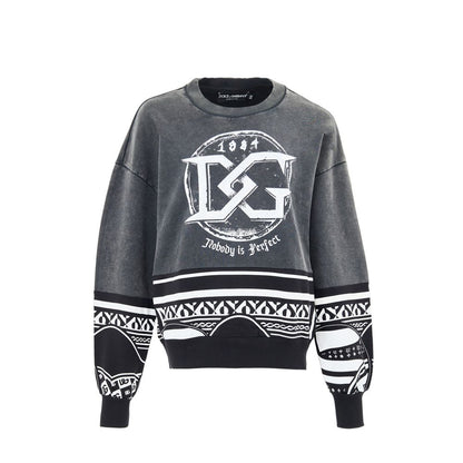 Dolce & Gabbana Black Cotton Sweatshirt - 'Nobody is Perfect'