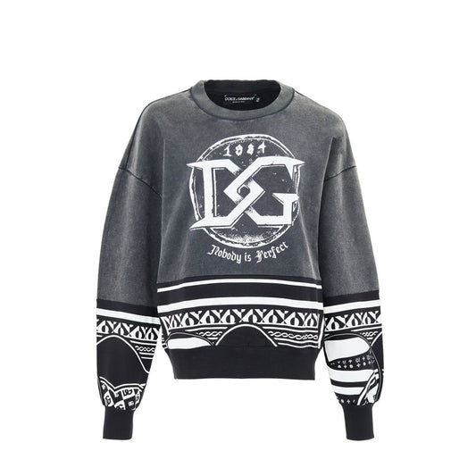 Dolce & Gabbana Black Cotton Sweatshirt - 'Nobody is Perfect'