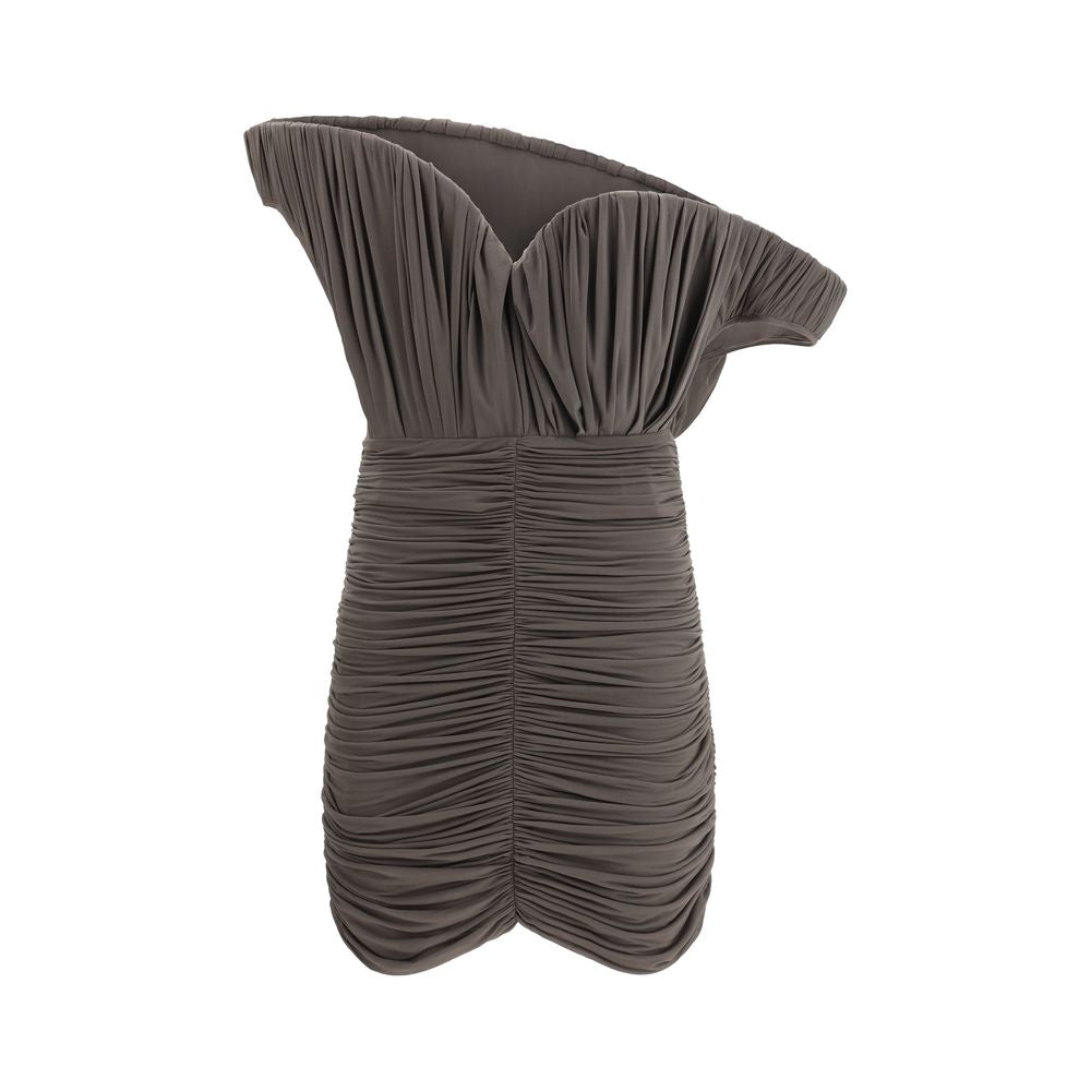 Magda Butrym Brown Copper Asymmetrical Petal Mini Dress
