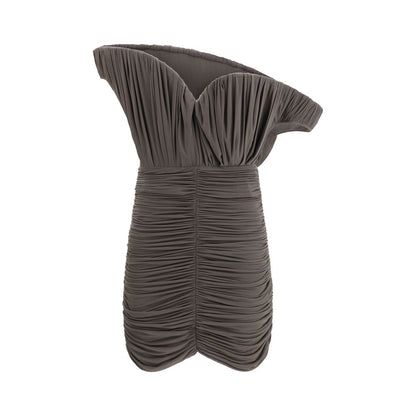 Magda Butrym Brown Copper Asymmetrical Petal Mini Dress