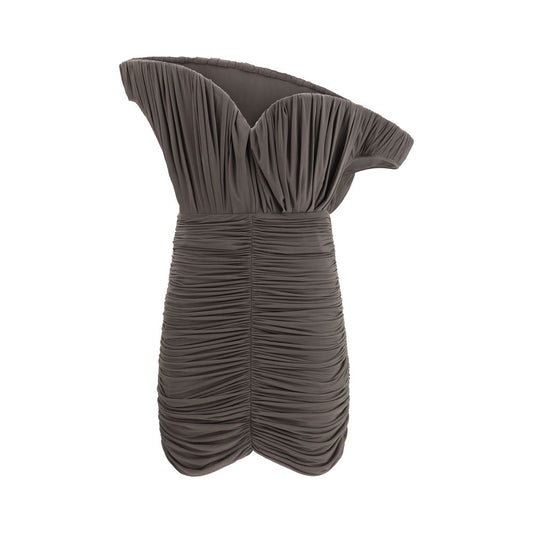 Magda Butrym Brown Copper Asymmetrical Petal Mini Dress