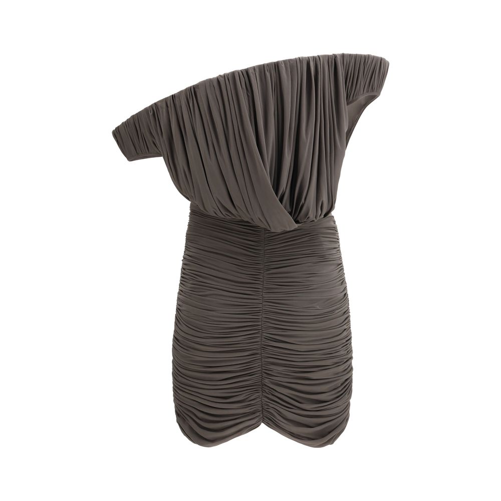 Magda Butrym Brown Copper Asymmetrical Petal Mini Dress