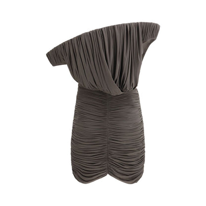 Magda Butrym Brown Copper Asymmetrical Petal Mini Dress
