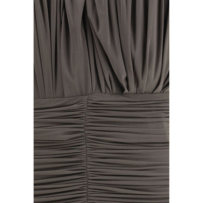 Magda Butrym Brown Copper Asymmetrical Petal Mini Dress