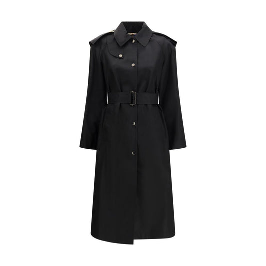 Burberry Black Nylon Hooded Car Trench Coat