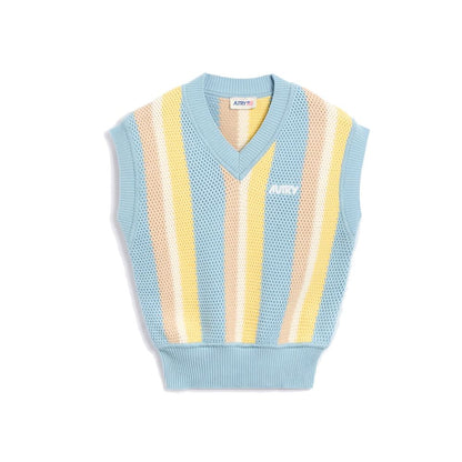 Autry Blue Cotton Waistcoat for Women