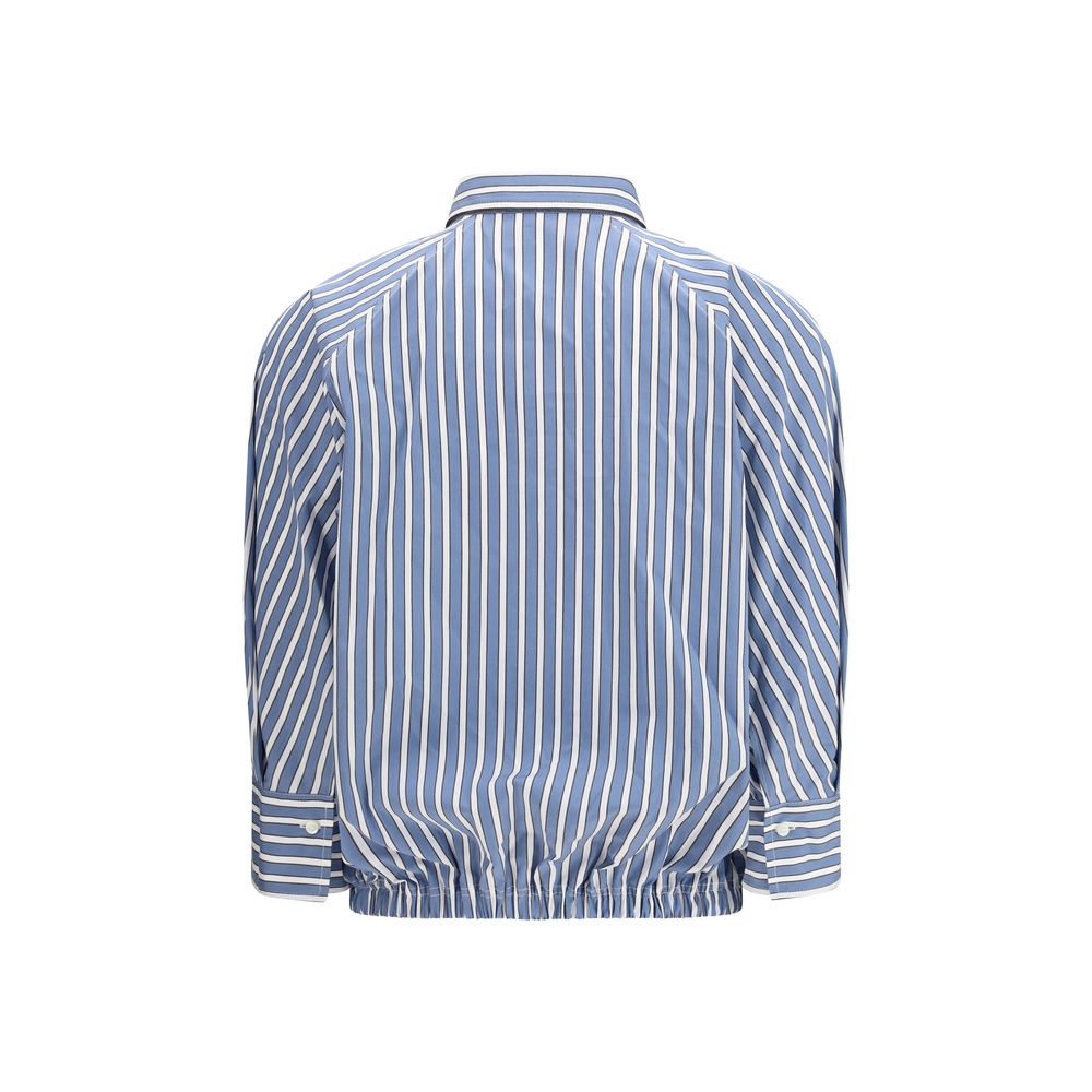 Brunello Cucinelli Blue & White Shadow Stripe Poplin Shirt