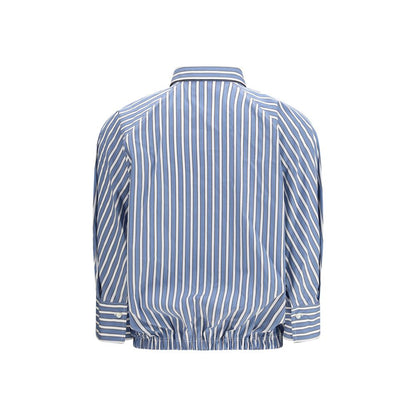 Brunello Cucinelli Blue & White Shadow Stripe Poplin Shirt