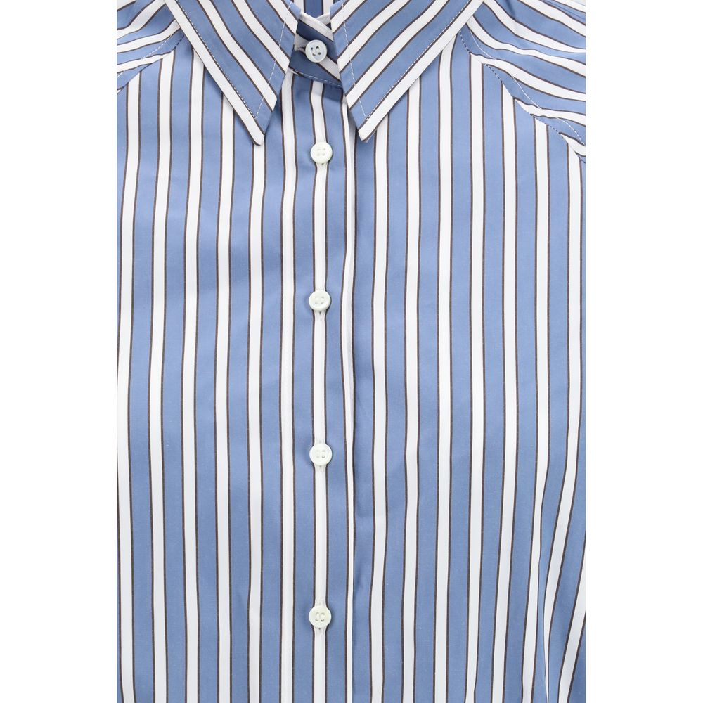 Brunello Cucinelli Blue & White Shadow Stripe Poplin Shirt