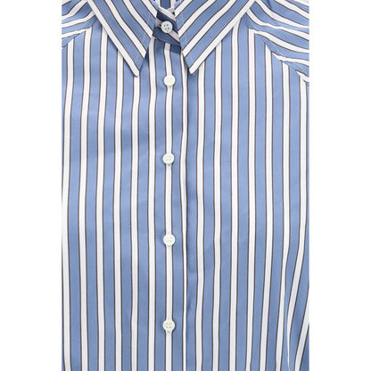 Brunello Cucinelli Blue & White Shadow Stripe Poplin Shirt