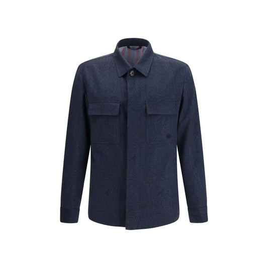 Etro Blue Wool Shacket