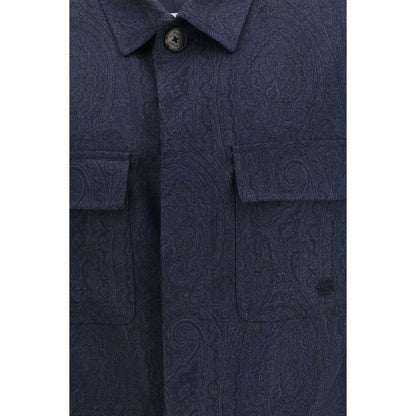 Etro Blue Wool Shacket