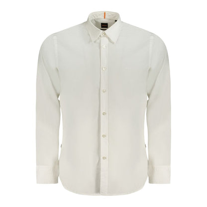 Hugo Boss White Cotton Long Sleeve Shirt