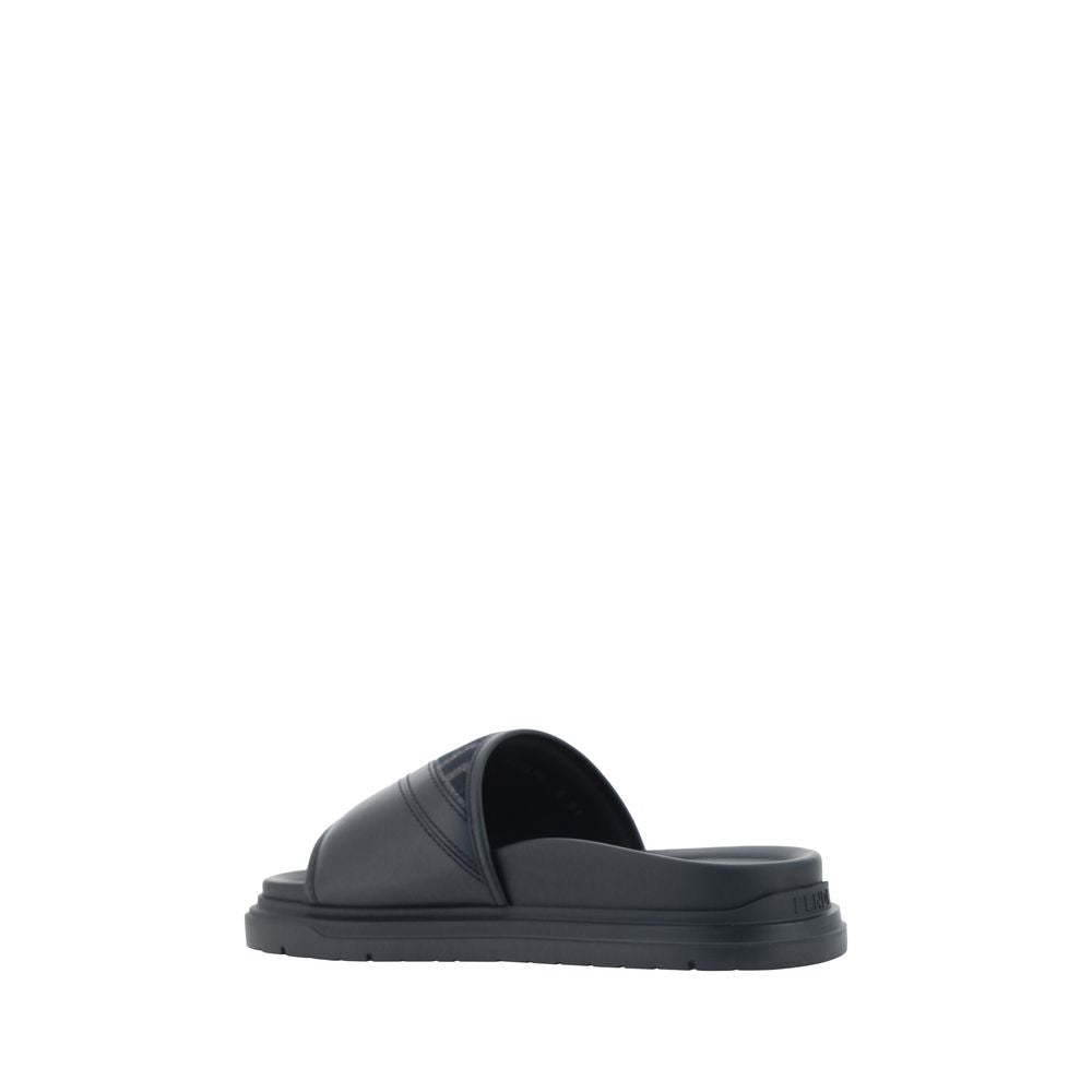 Fendi Grey FF Jacquard Diagonal Slide Sandals for Men