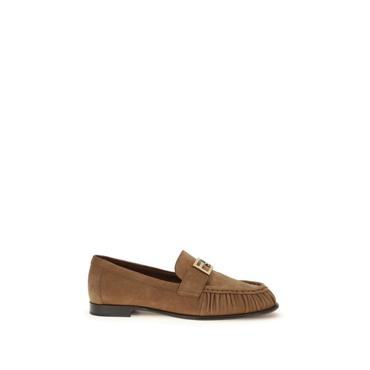 Fendi Brown Suede Leather Baguette Slip-On Loafers