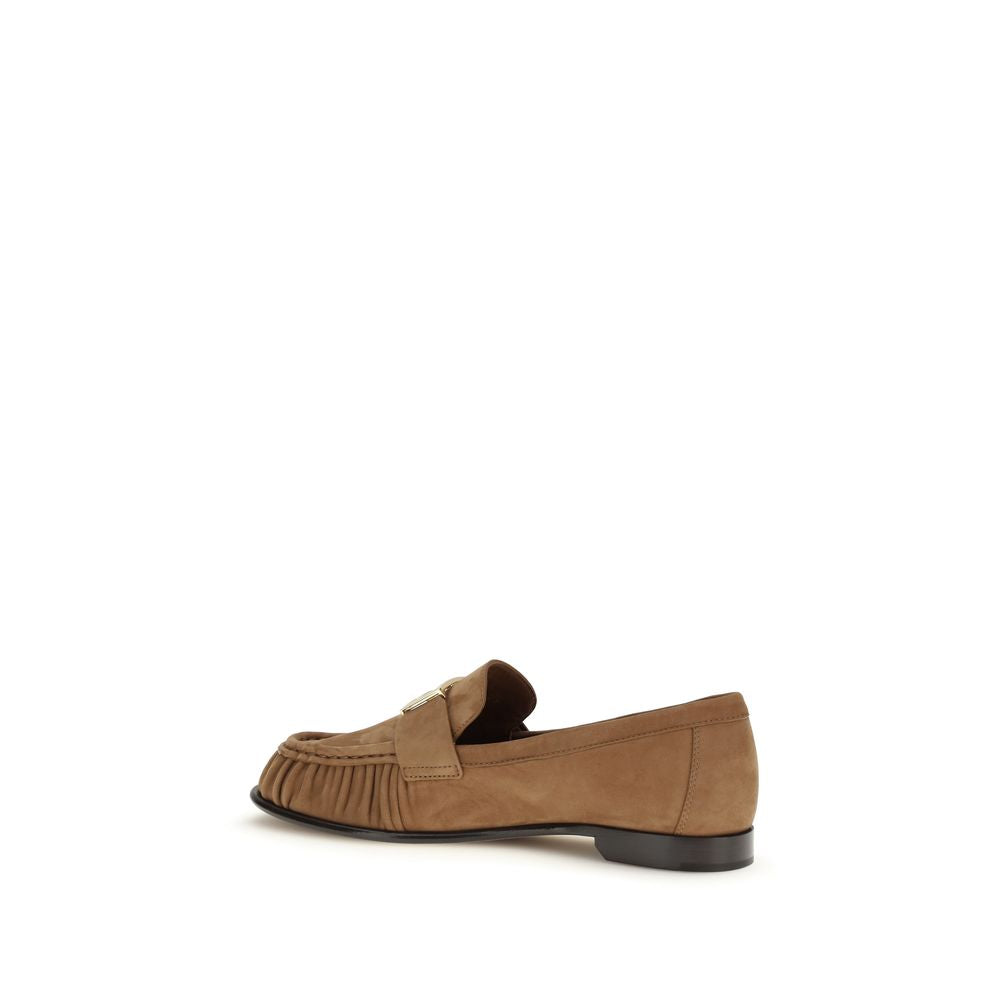 Fendi Brown Suede Leather Baguette Slip-On Loafers